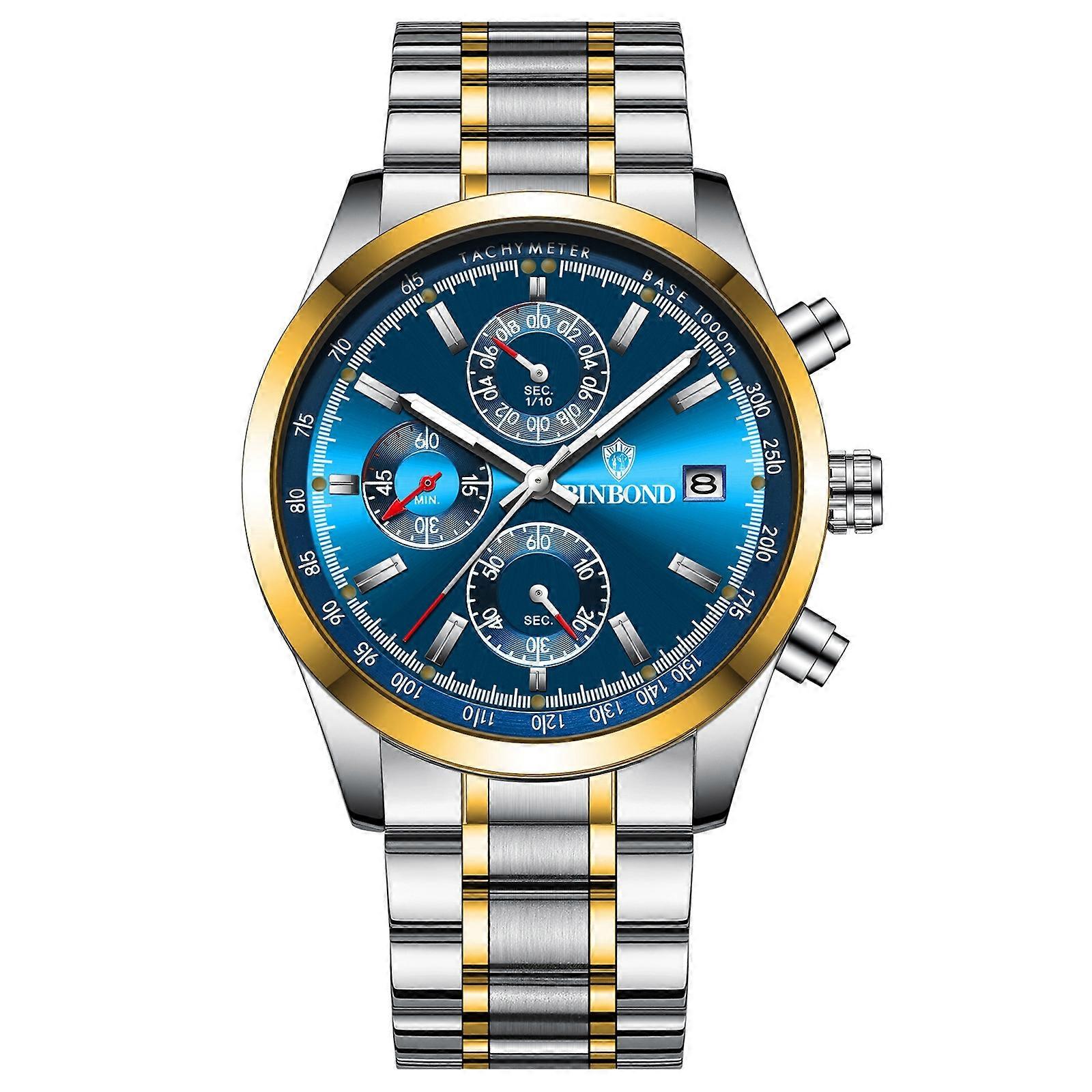 BINBOND B6022 Quartz Watch Inter-Gold-Blue