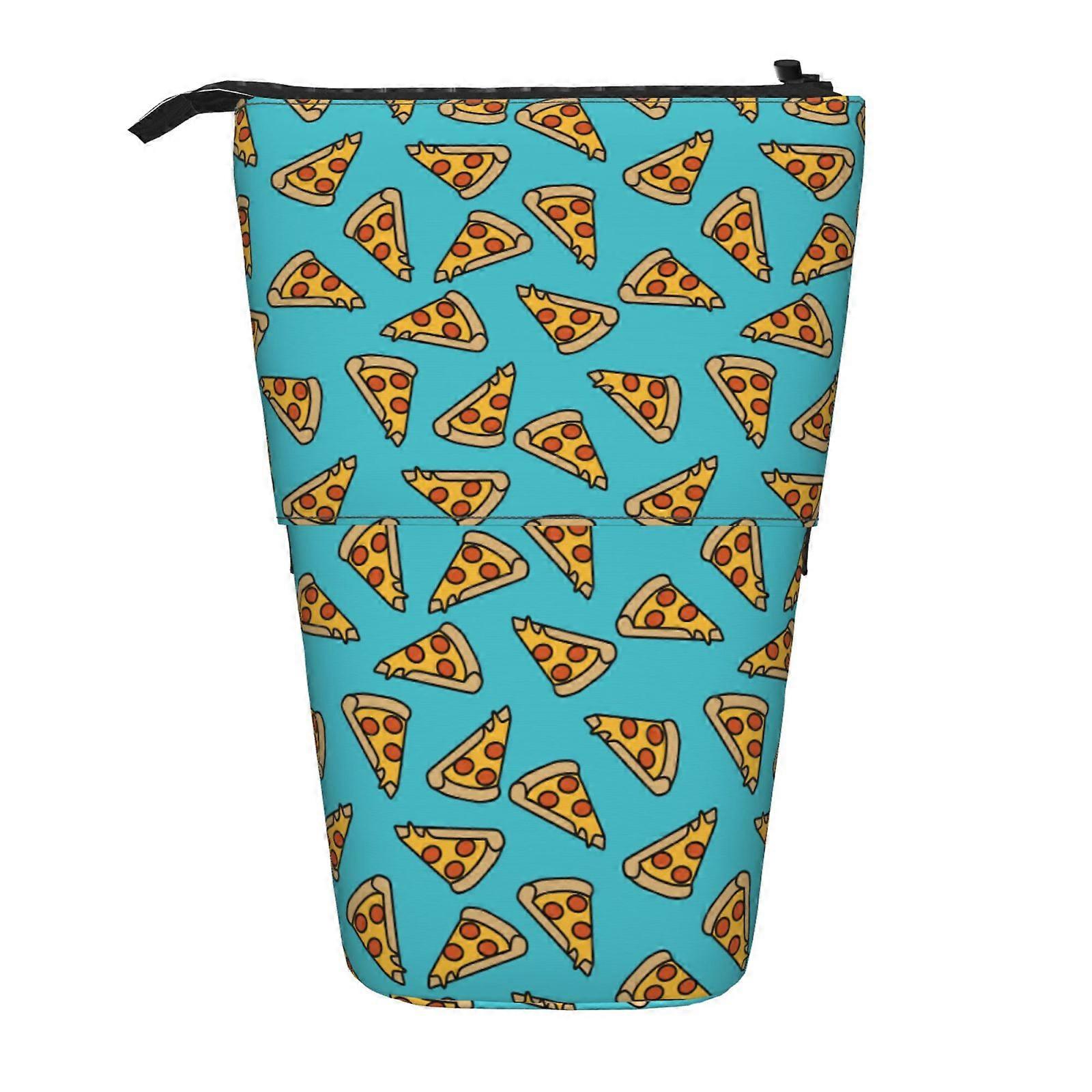 مضحك بيتزا نمط مقلمة الوقوف حقيبة قلم رصاص تلسكوبي مقلمة مع سحاب حقيبة ماكياج محمولة