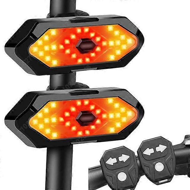 1/2PCs Bicycle Turn Signal Light Wireless Remote Control USB Rechargeable Front Rear Bike Tail Lights for MTB Scooters MTB Road