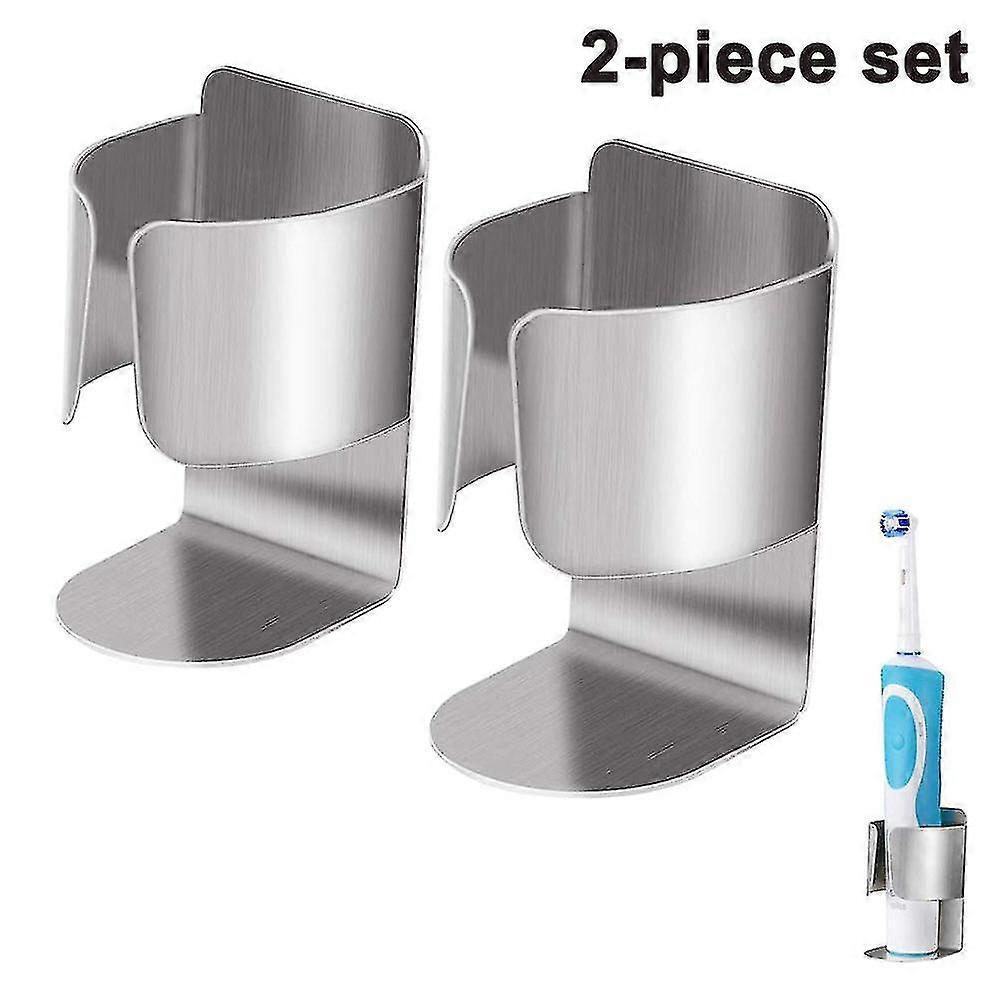 Lot de 2 porte-brosse à dents électrique en acier inoxydable