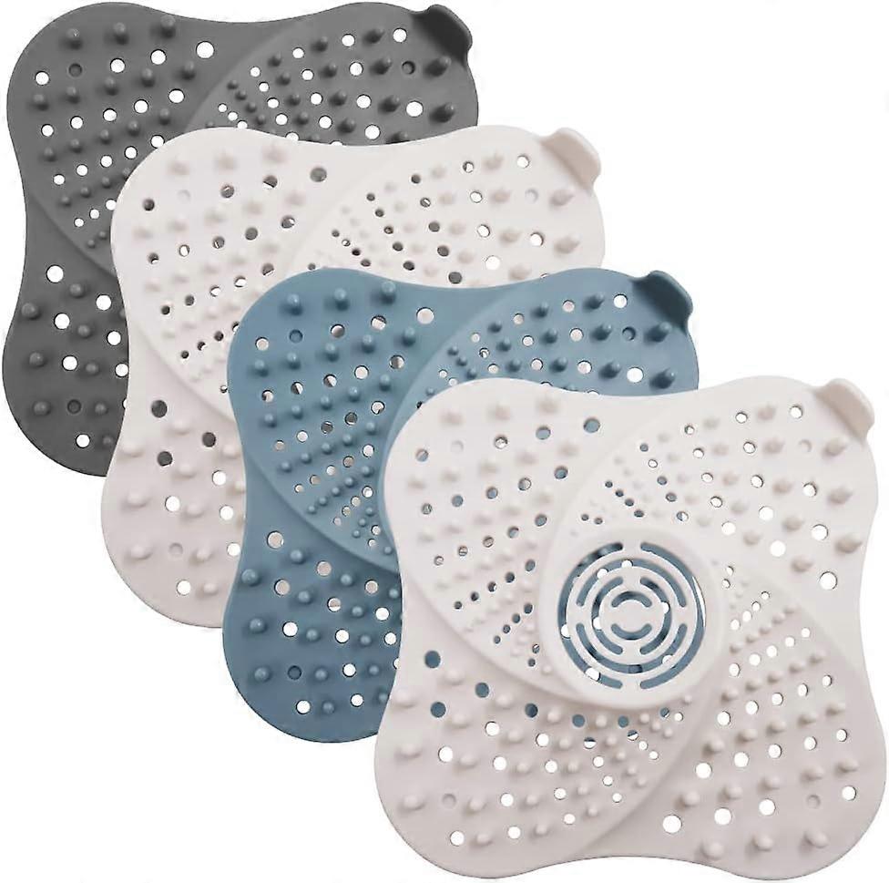 Set of 4 Shower Drain Covers with Rubber Stickers for Kitchen Sink and Bathroom