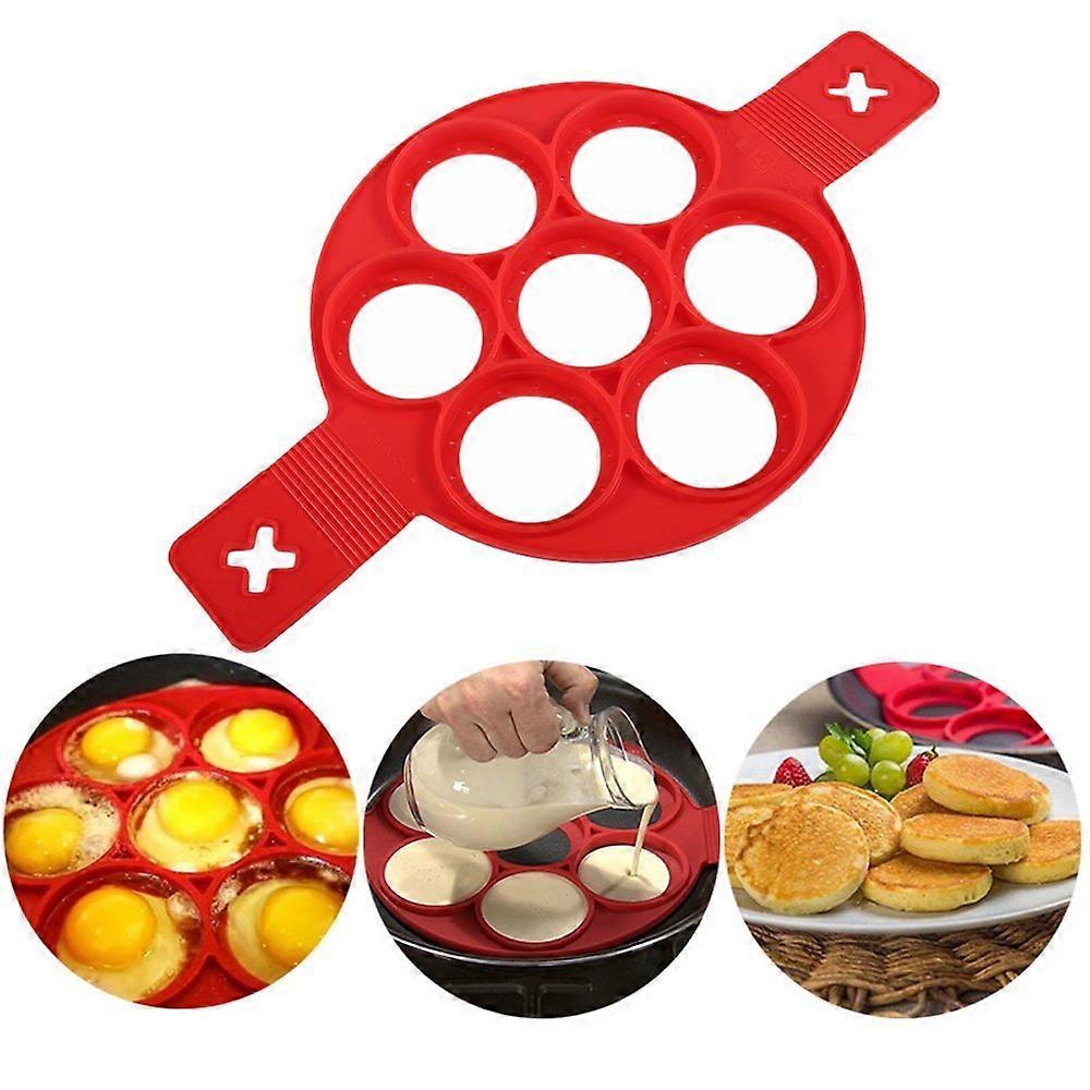 Pancake Molds Silicone Baking Mould Egg Maker Pancake Flipper Egg Ring Nonstick Silicone Round Egg Rings 7 holes