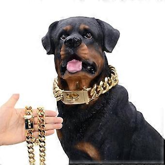Guld Hundehalsbånd Solid Rustfrit Stål Hunde Choke Stor Hund Udendørs Gåkæde BNW