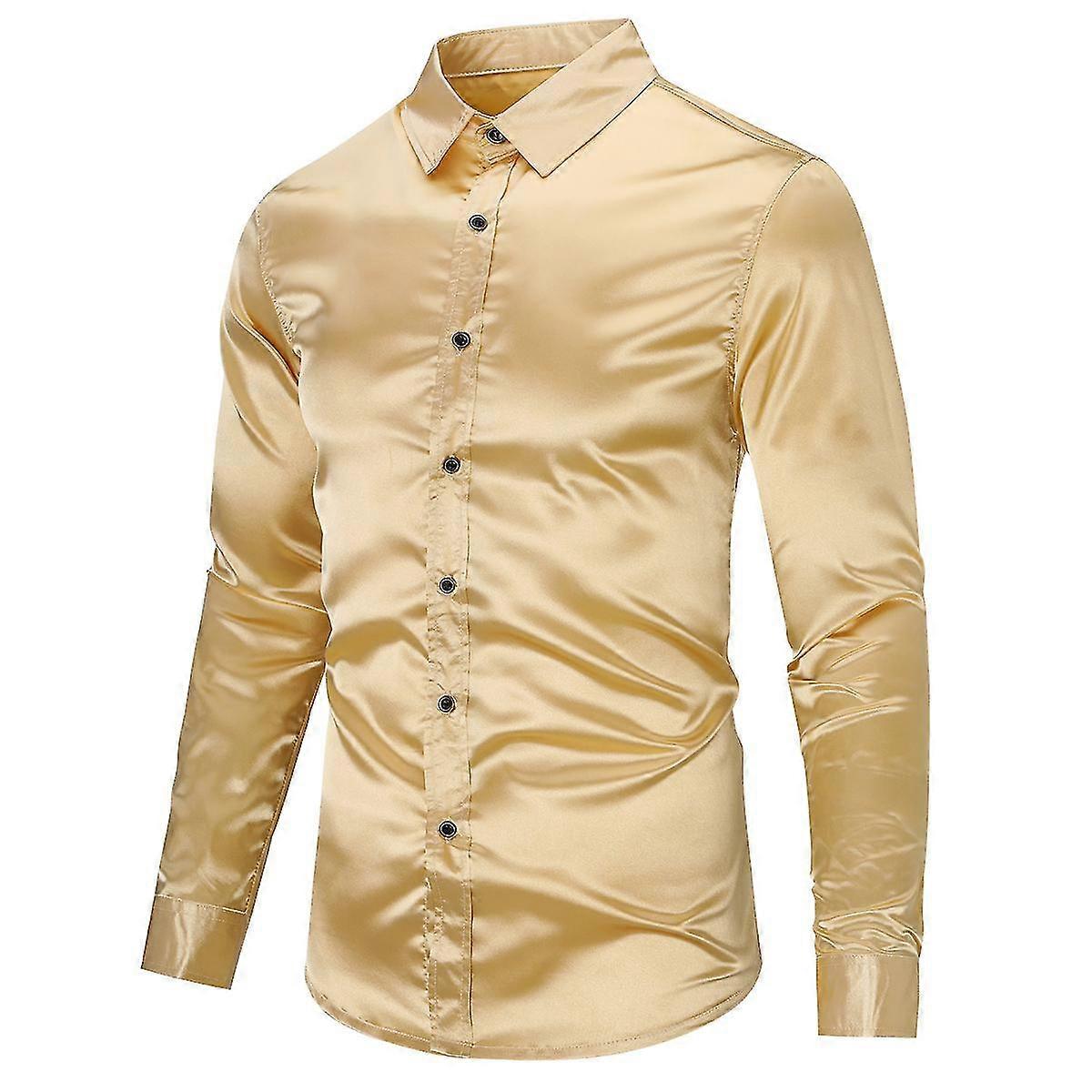 Cloudstyle Menns Mote Fritid Skinnende Langermet Jakkeslag Knapp Polyester Skjorte-MXBC