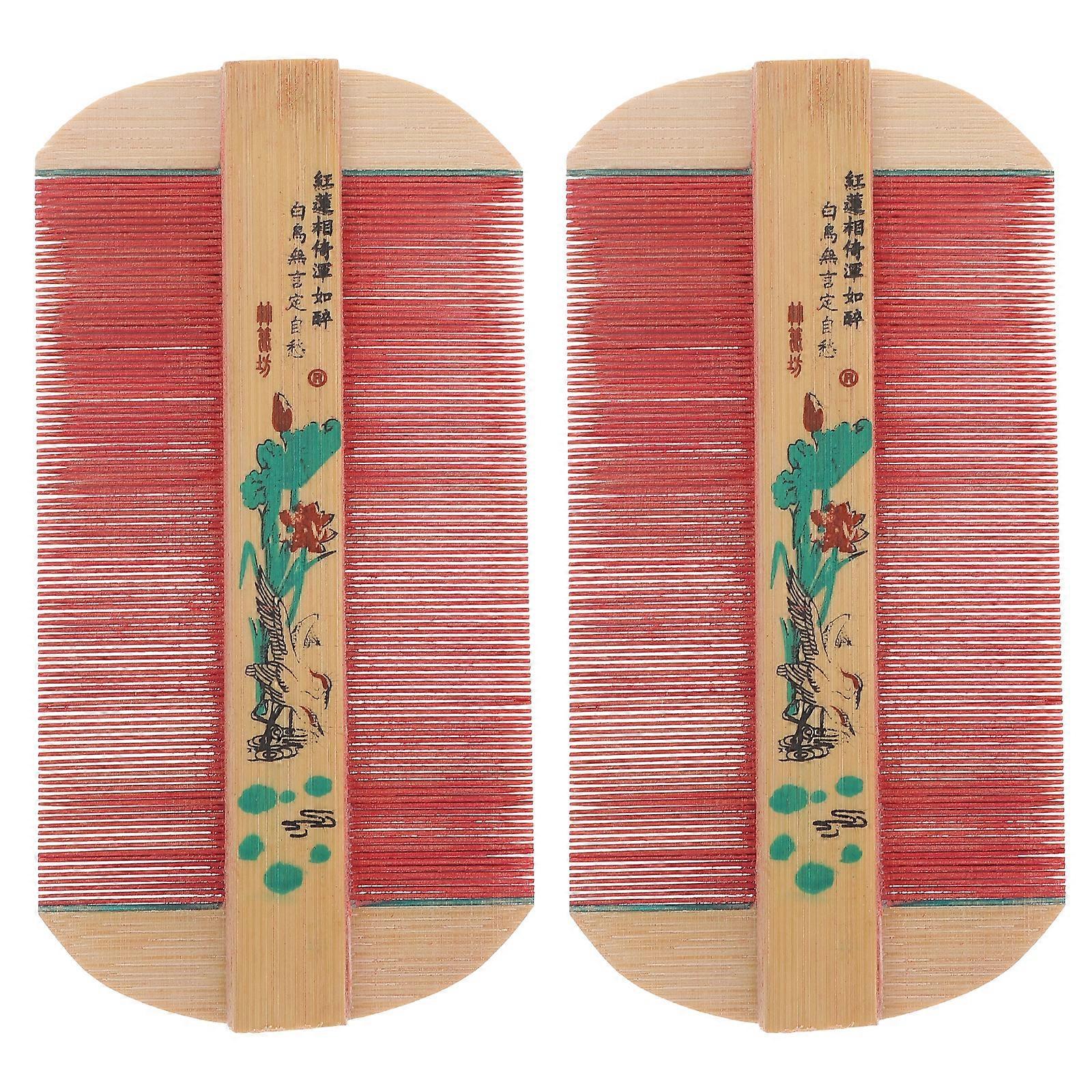 2Pcs Dense Teeth Combs Wooden Hair Combs Strainer Combs Head Massage Comb for Women Men