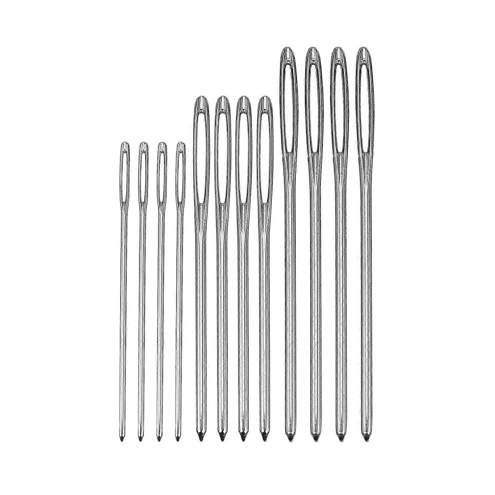 12 pièces Aiguilles émoussées Aiguilles à grands yeux Aiguilles à tricoter en acier Outils à coudre avec bouteille transparente, 3