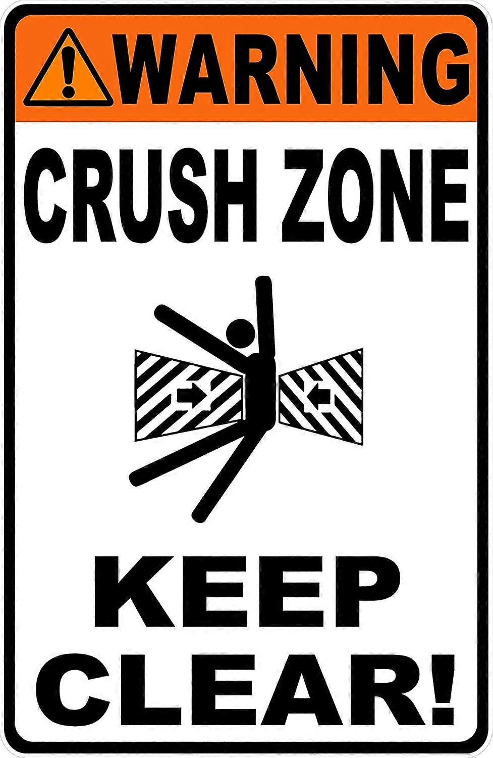 Warning Crush Zone Keep Clear Sign. 8x12 Metal.