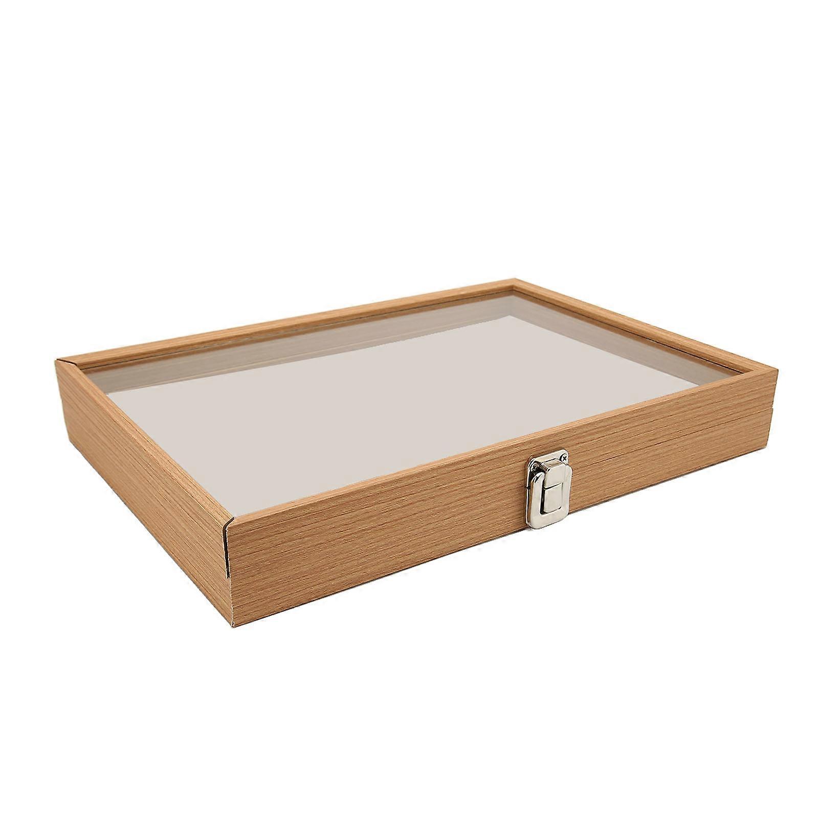 Pin Vetrina Trasparente Antipolvere Alla Moda Medaglia Ombra Scatola Spilla Portaoggetti per Perni Spille Gioielli L Legno di Pero