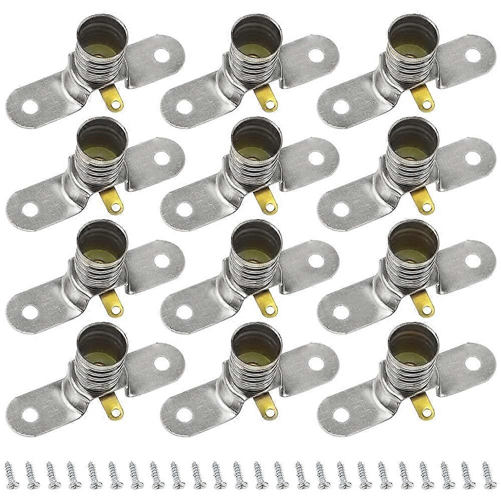 12 Pack E10 Socket for Screw Light Bulbs 4 x 1.8 cm Silver Metal - LED Lamps Socket Base Small E10