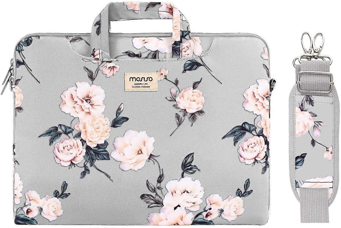 Bolsa de ombro para laptop cinza1 compatível com MacBook Pro 14 polegadas 2021 M1 Pro/Max A2442, compatível com MacBook Air/Pro, notebook de 13-13,3 polegadas, camélia C