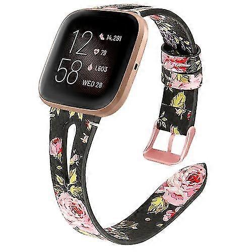 For Fitbit Versa 2 Leather Middle Opening Watch Band SADF