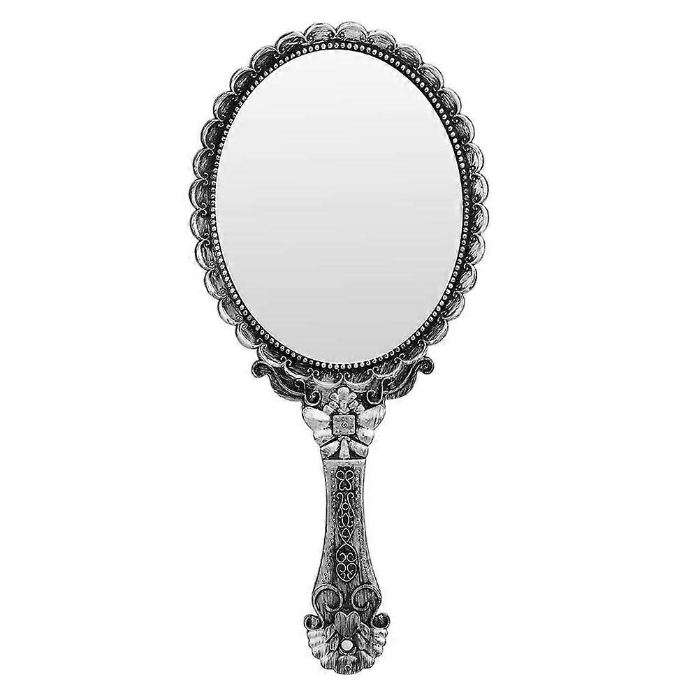 1pc Vintage Style Handheld Mirror Ladies Cosmetic Mirror Carving Pattern Mirror