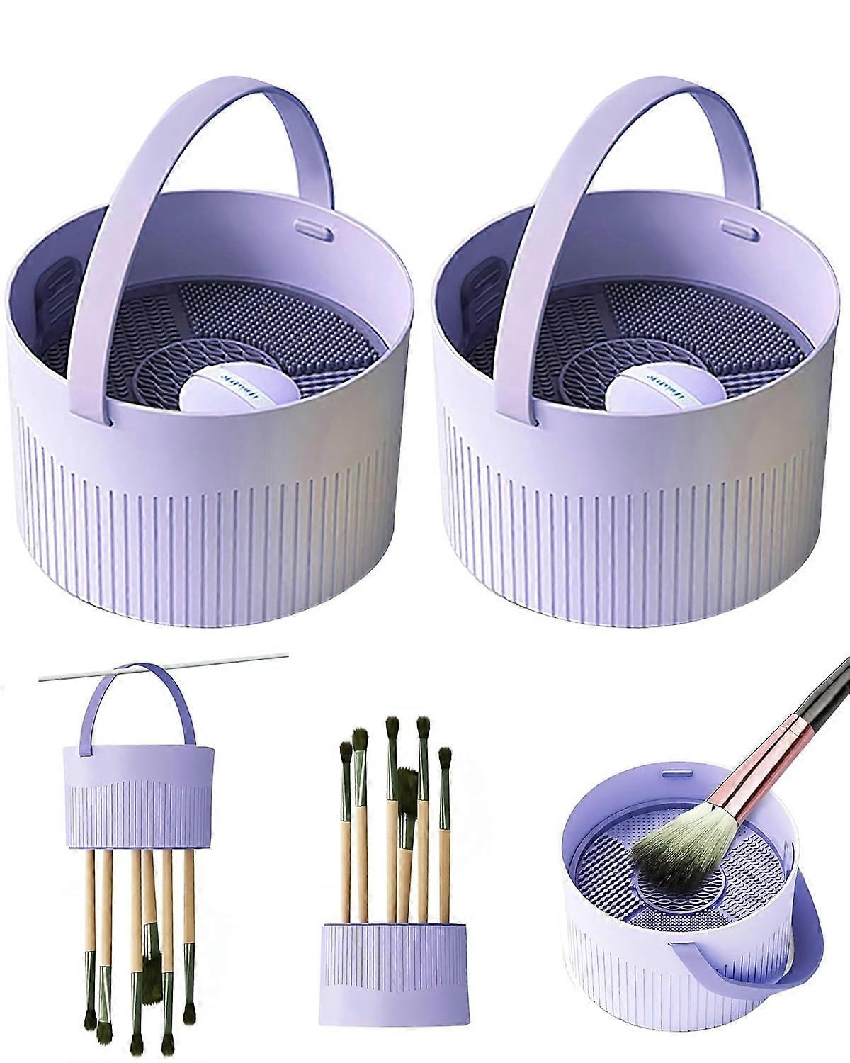 Makeup Brush Cleaner Bowl 3 in 1 Silicone Tool for Brushes and Sponges with Organizer for Easy Cleaning and Storage