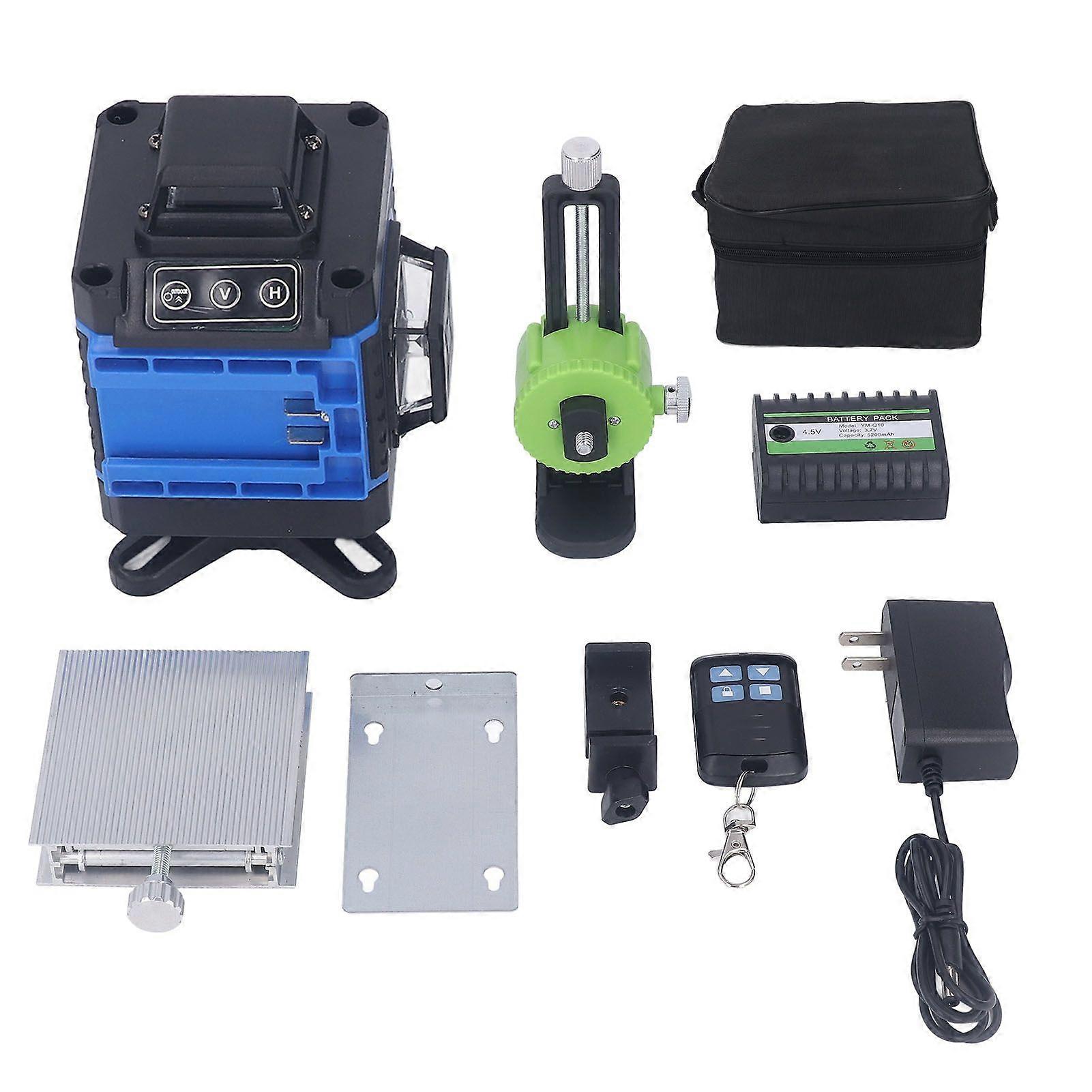 Laser Leveling Tool Green Beam Cross Line Self Leveling Level Tool with Remote Control US Plug 110240V