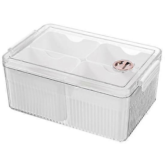 Box Bins Clear with 4 Detachable Refrigerator Storage Lid Large Capacity Rectangle Fridge Vegetables