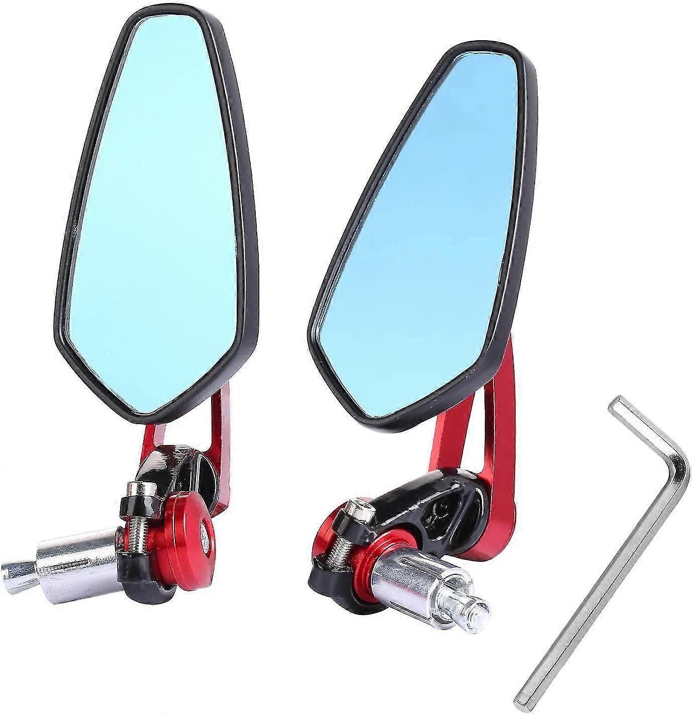 7/8 "22mm Motorcycle Mirrors, Aluminum Side Mirrors Rear Handlebar End Universal Mirror - 1 Pair, Red