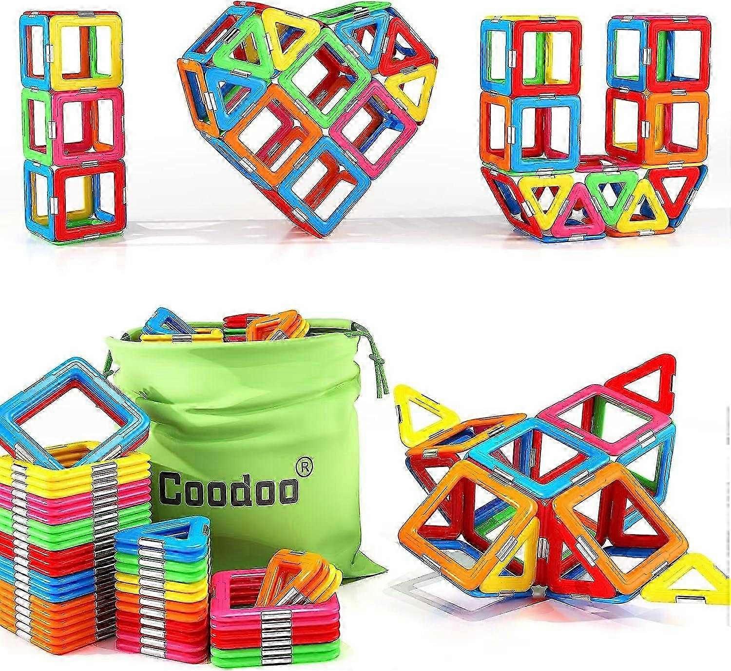 Upgraded Magnetic Blocks Tough Building Tiles STEM Toys for 3+ Year Old Boys and Girls Learning by P