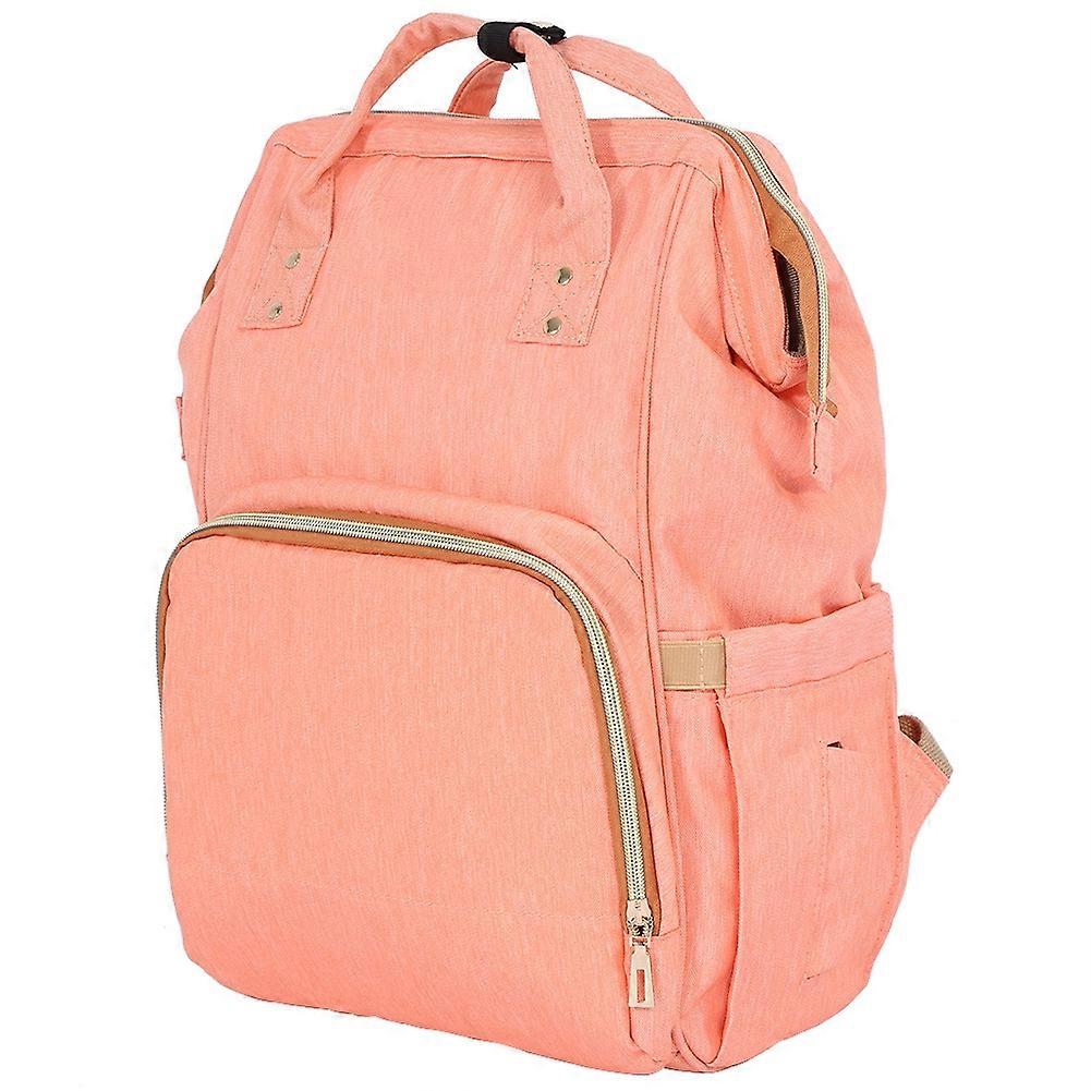 Multi-functional Backpack Travel Bag Baby Diaper Changing Handbag Large Capacity Tangerine Pink