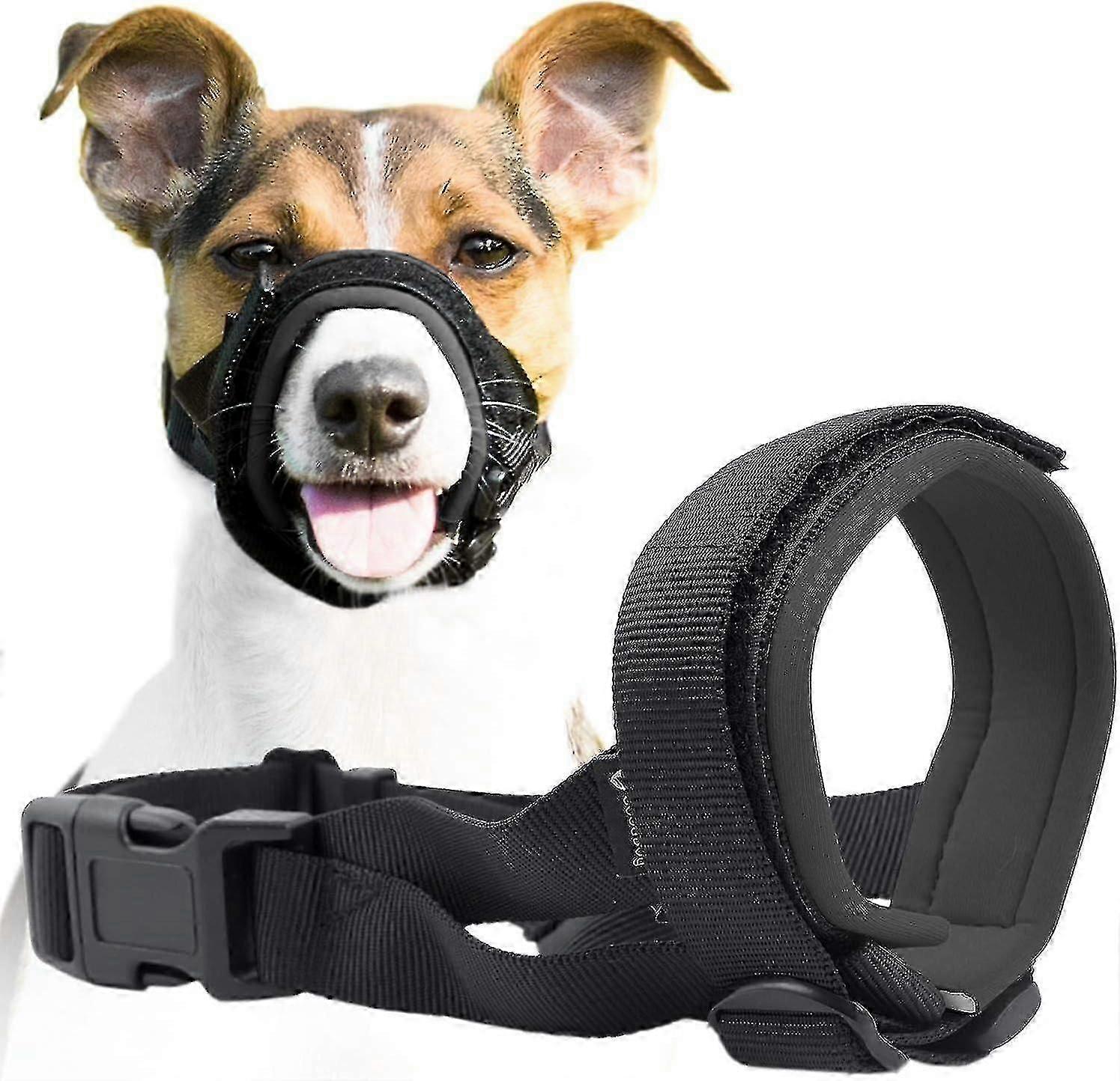 Gentle Muzzle Guard For Dogs - Prevents Biting And Unwanted Chewing Safely Secure Comfort Fit - Soft Neoprene Padding No More Chafing Included Traini
