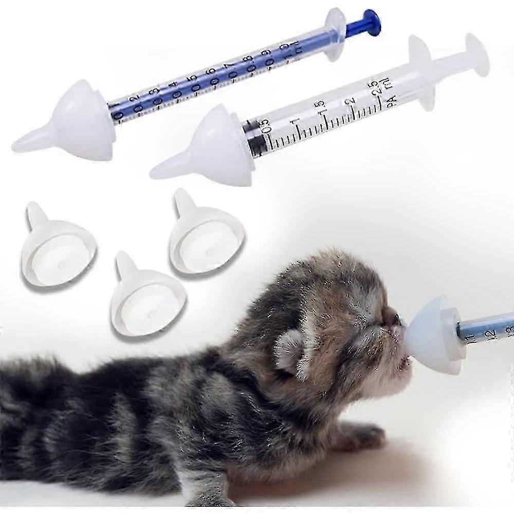 Yeni Doğan Yavru Kediler, Köpek Yavruları, Tavşanlar, Küçük Hayvanlar İçin Süt Kase Silikon Besleme Nipeli ve Şırıngaları (2 Adet) ETY