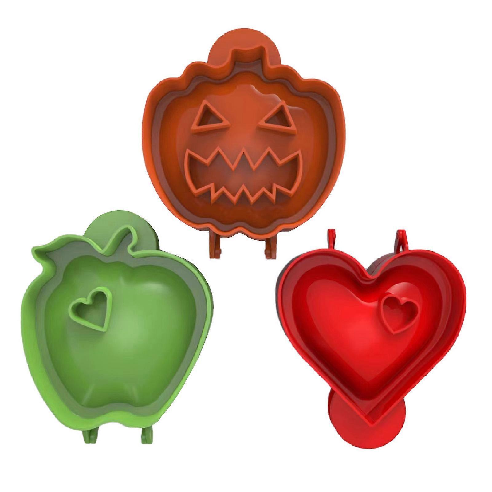 3pcs Mini Hand Pie Mold for Halloween Baking Pumpkin Heart Apple Shape Pocket Mold