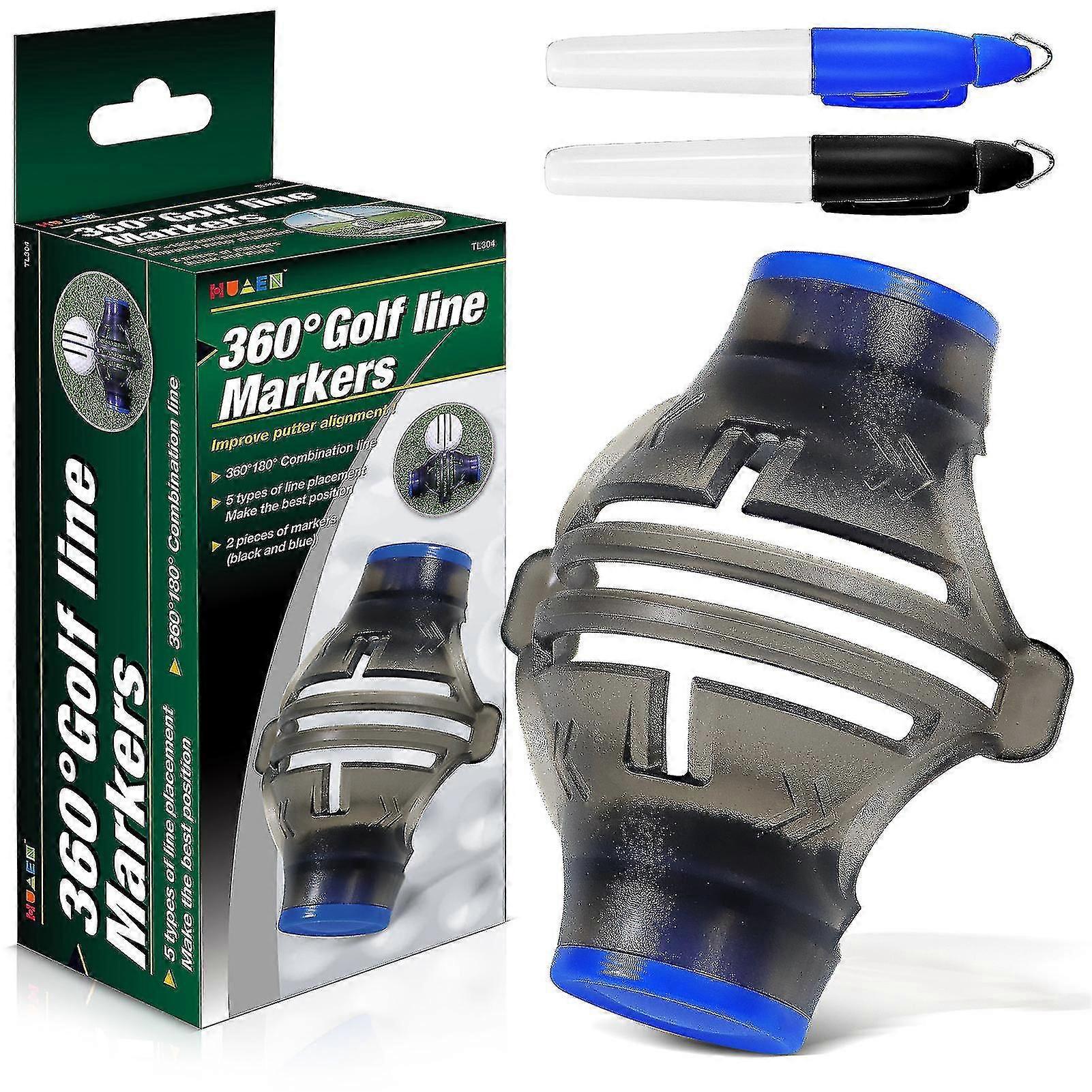 סמן קו גולף 360, סטנסיל כדור גולף דיוק גבוה, סמן כדור גולף סמן ליינר ציור, 360 מעלות טריפל 3 קווים סמן כדור גולף