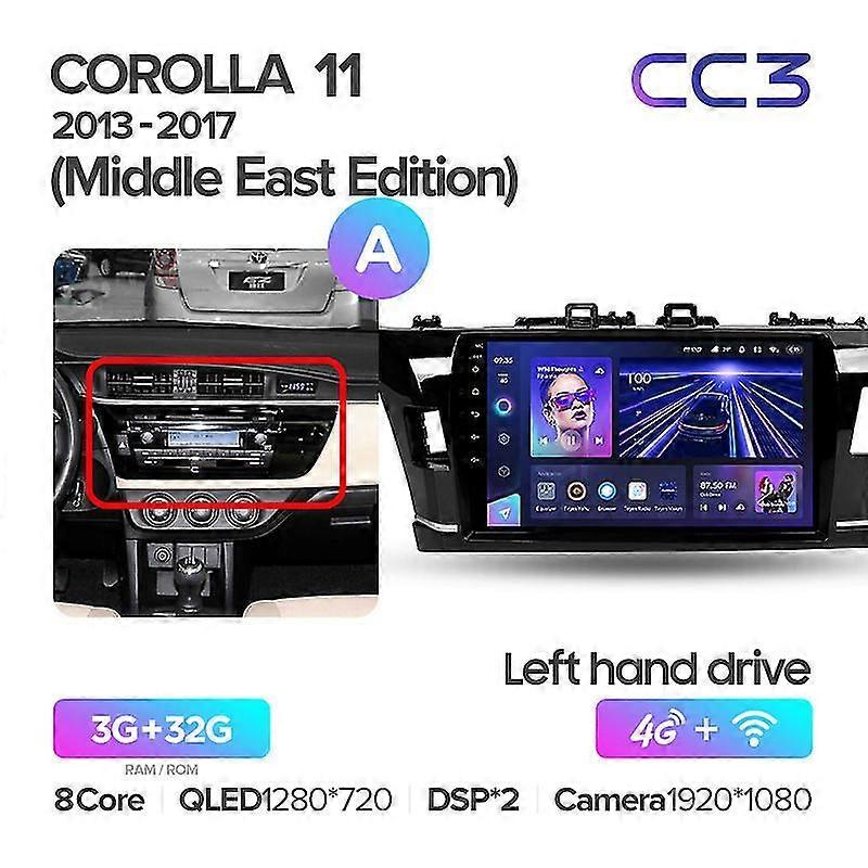 Cc3 2k per Toyota Corolla 11 Middle East Edition Lhd Rhd 2013 - 2017 Car Radio Player Navigation Stereo No 2din 2 Din Dvd