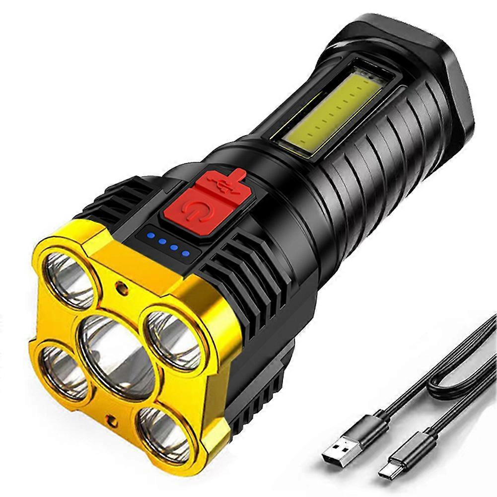 4led Flashlight Powerful USB Rechargeable Flashlight 500lm COB Camping Flashlight Flashlight Camping Hiking Fishing Lighting
