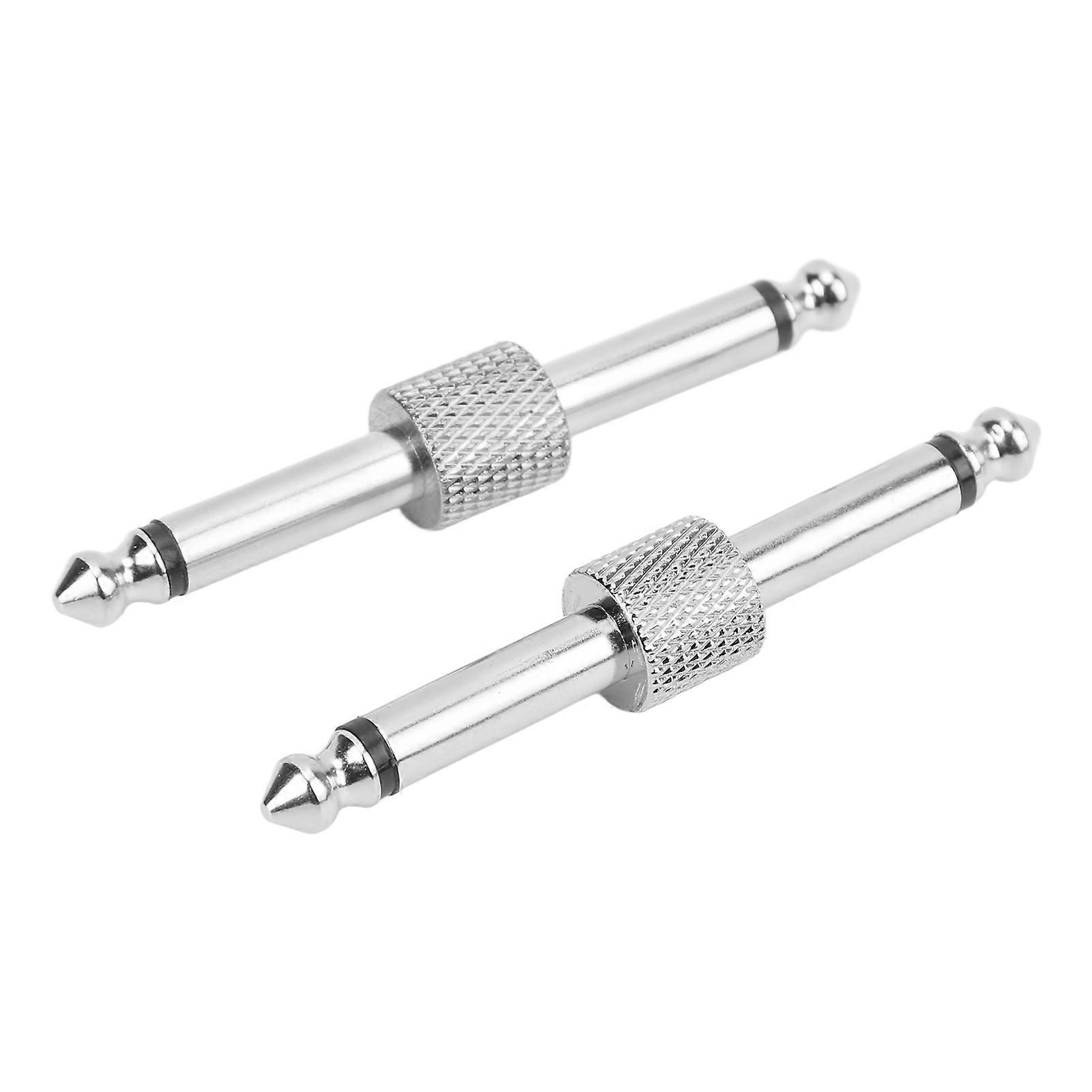 2PCS 6.35mm Effect Adapter Connector Noise Reduction Guitar Pedal Coulper Conversion PlugSilver