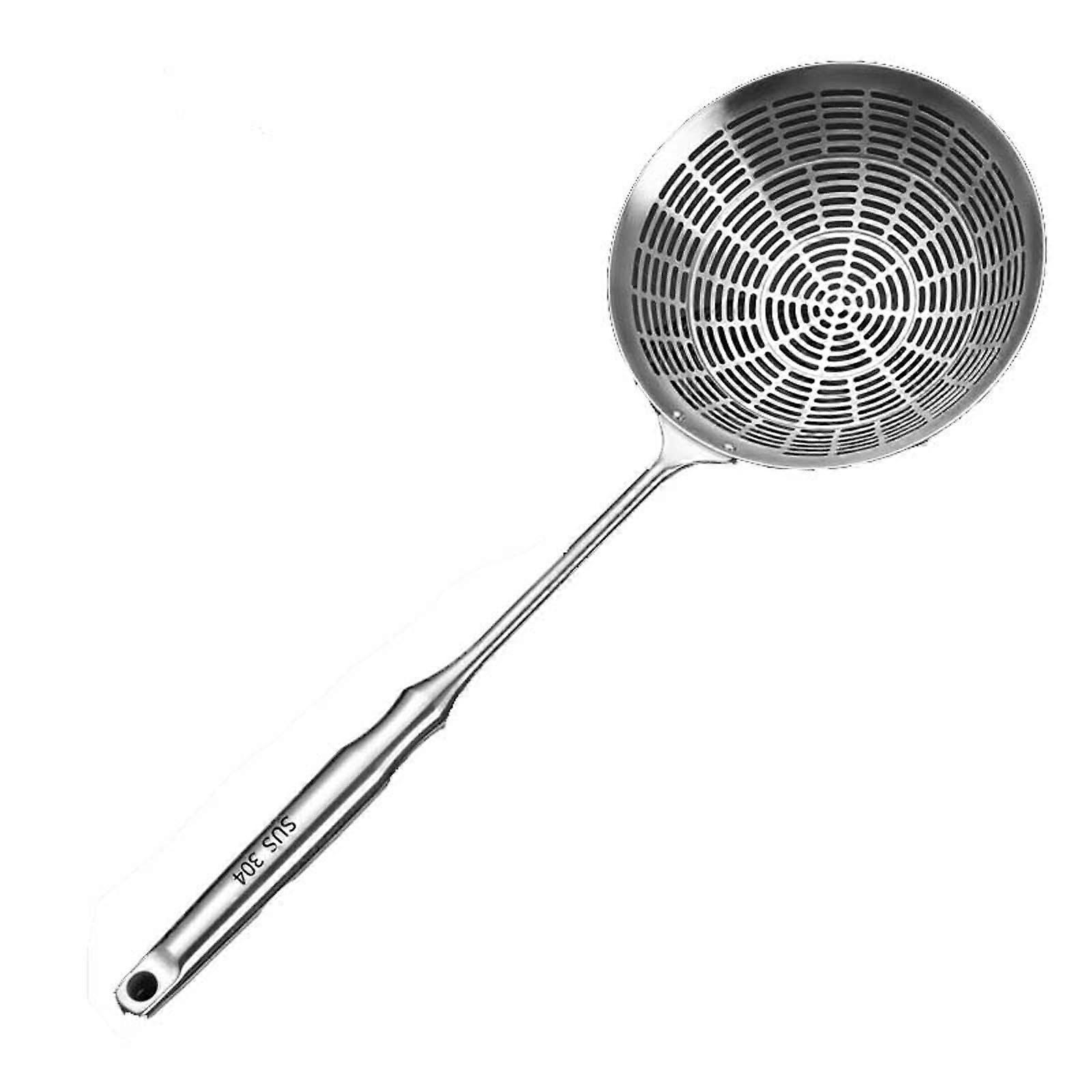 Stainless Steel Colander Kitchen Filter Large Mesh Colander Dumpling Spoon Thick Long Handle Mesh Colander Oil Filter Mesh Colander EE