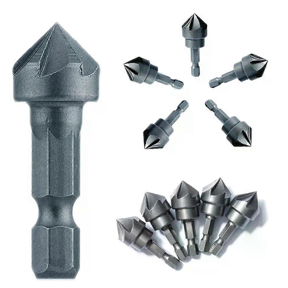 6 Flute Countersink Drill Bit 90 Degree Point Angle Chamfer Cutting Woodworking Tool