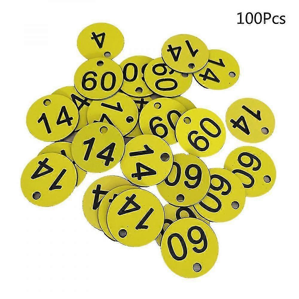 100 stk Plast Id Number Tags 1-100 Gravert nummer Id Tag farget for nøkkelring fdW IIH [CO