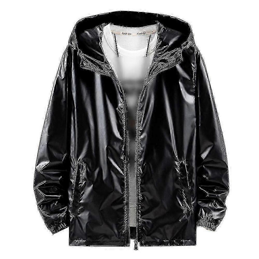 Mens Shiny Waterproof Hooded Jacket