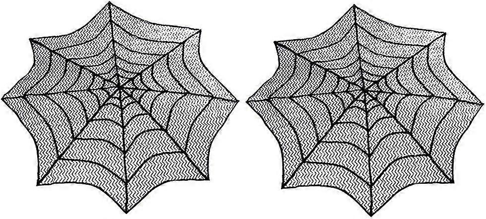 Lace Spider Web Halloween Tableclo 2pcs, 30-inch Round Table Topper For Halloween Table Decorations