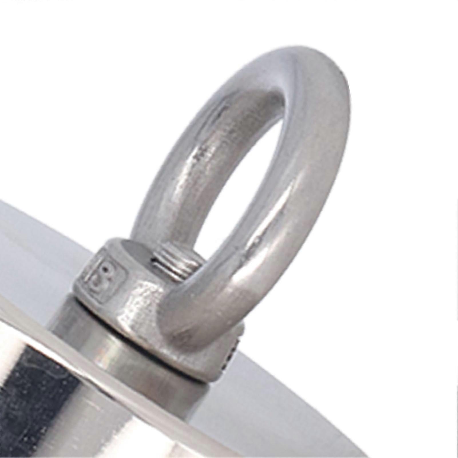 High Power NdFeB Stainless Steel Fishing Magnet, Silver Neodymium Fishing Magnet with Ring Loop, 170kg