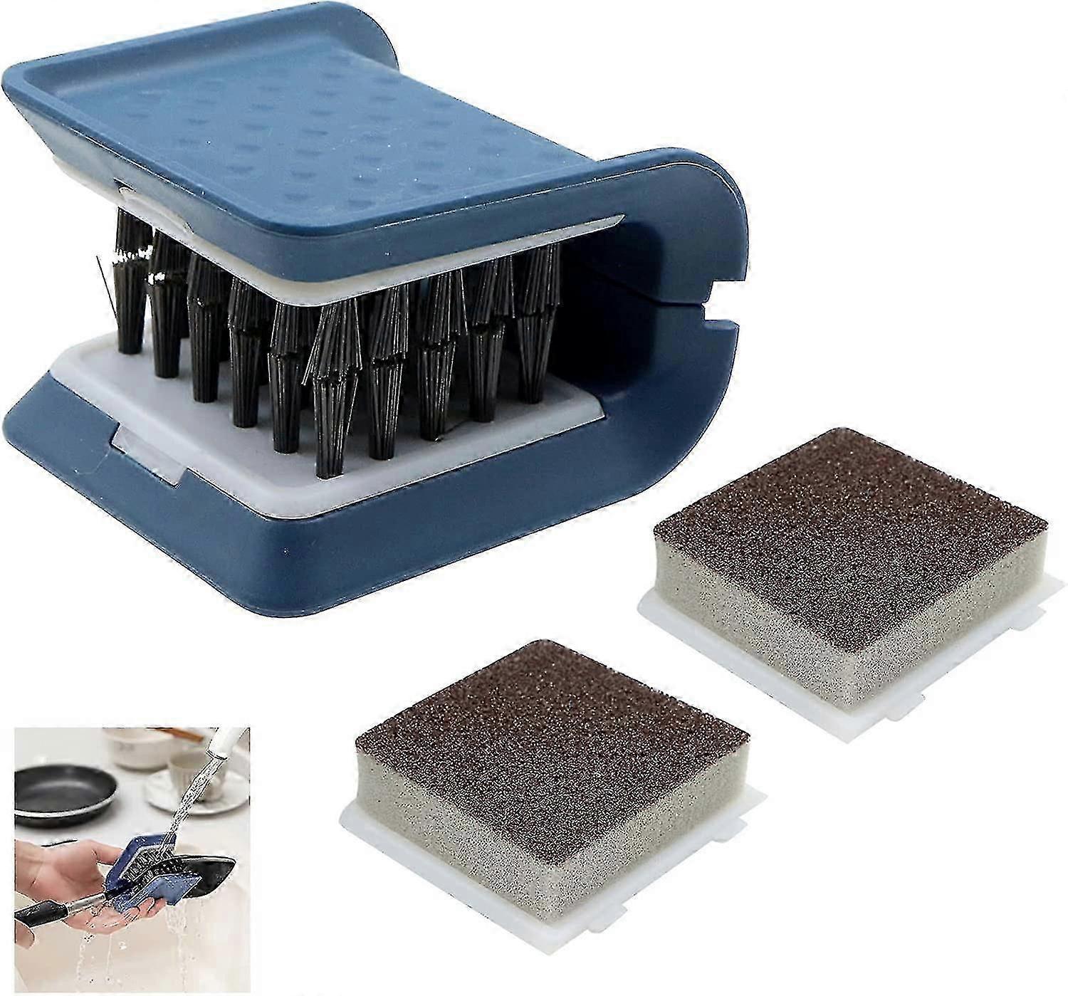 U-shaped Cleaning Brush,replaceable Kitchen Accessories, Foldable, Removes Stainsblue