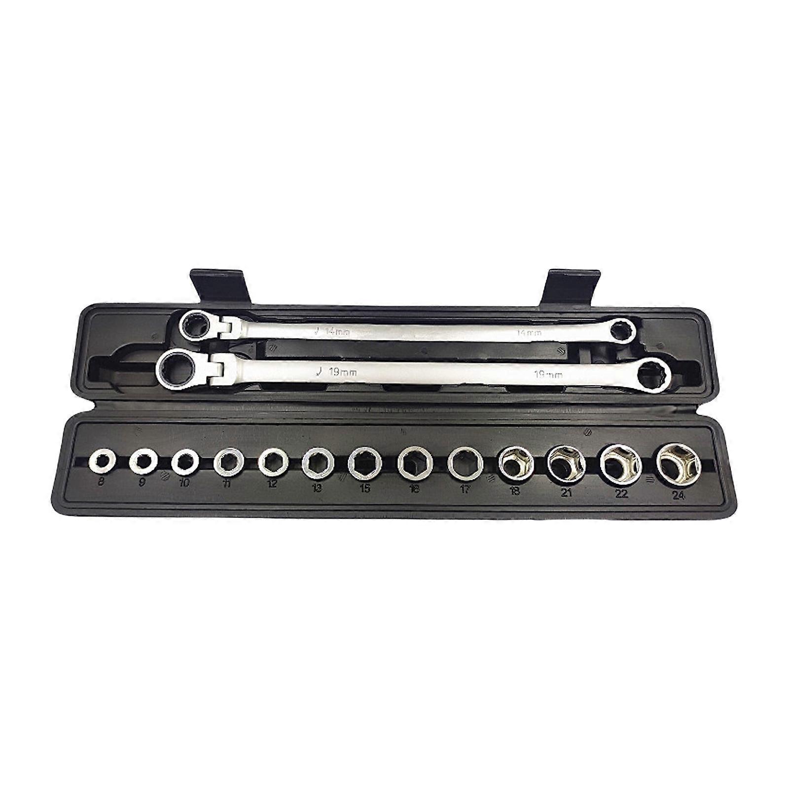 15Piece Ratchet Wrench Spanner Collection Suitable for Efficient Repairs & Assembly Household Hardware Combination Tool