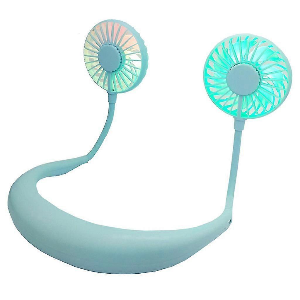 Micro Usb Rechargeable Fan Summer Neck Hanging Style Dual Cooler Fans 3 Speeds