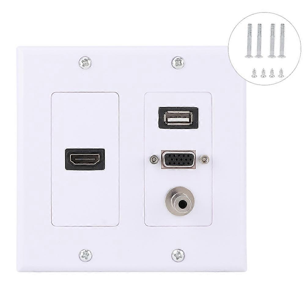US Standard USB2.0 + 3.5D Head + HDMI + VGA Interface Information Panel Wall Plate Panel