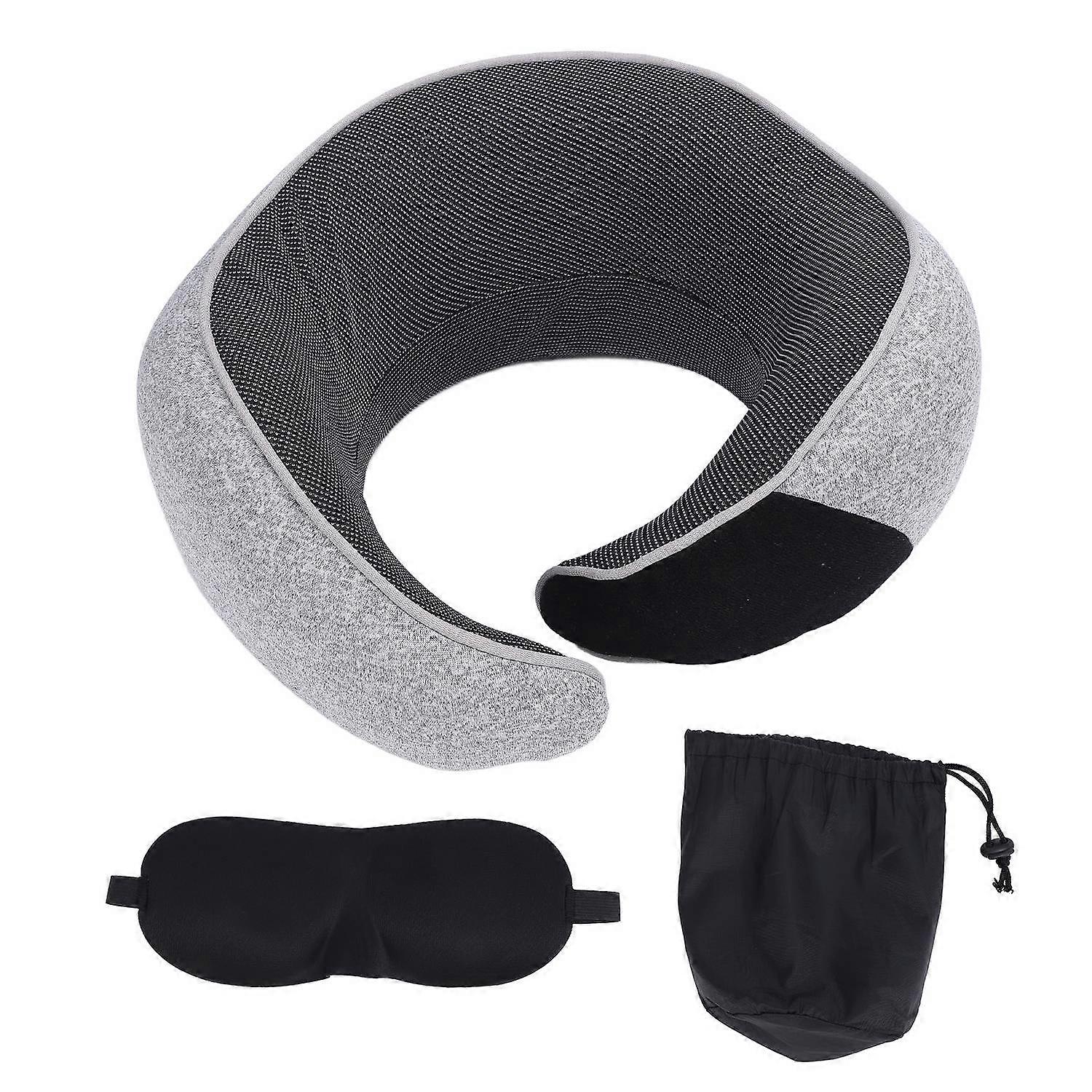 Travel Pillow Memory Foam Travel Neck Support Pillow Portable U Shape Airplane Pillow with Storage B
