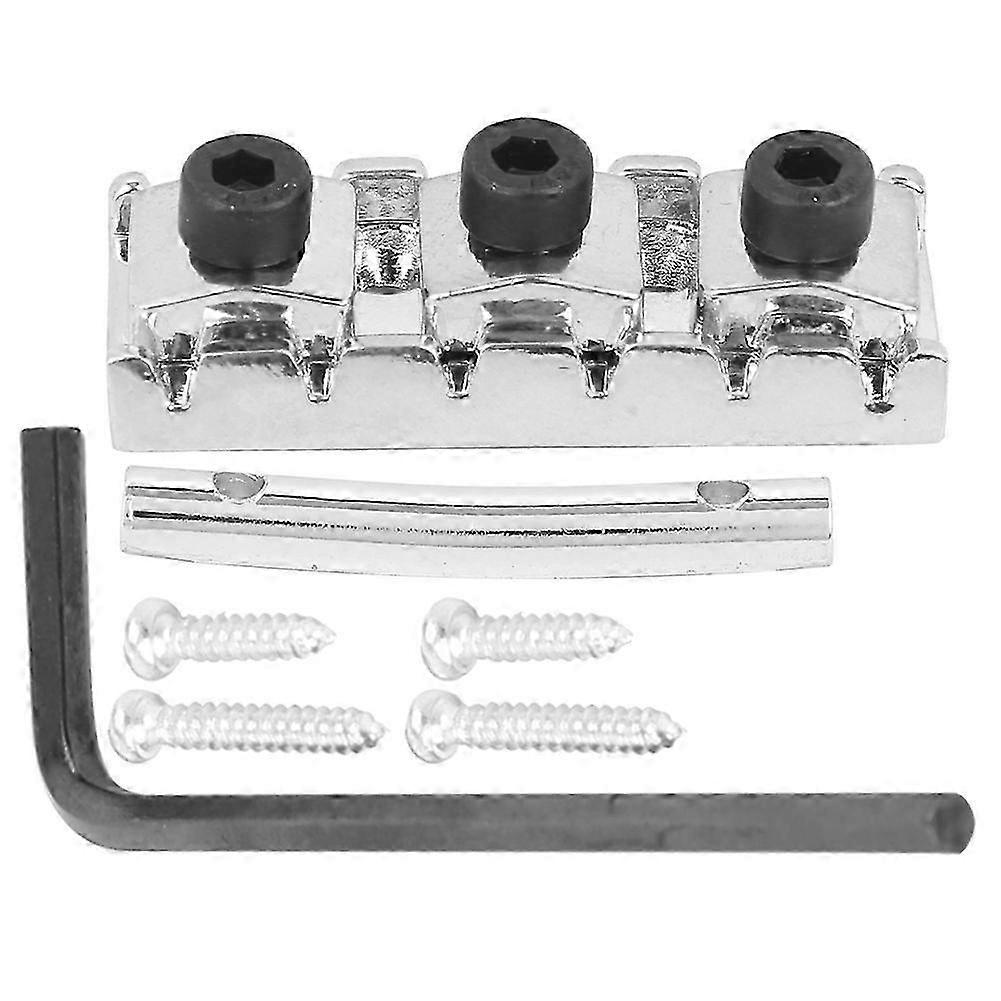 Electric Guitar String Lock Nut with Headstock String Retainer Bar Screw Hex Wrench ReplacementSilver(GE100)