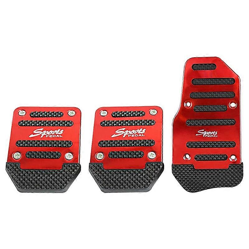 Car Non-Slip Aluminum Alloy Pedal Pads, Manual Gas Pedal ,Red 3PCS