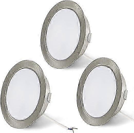 URing Set of 3 LED Furniture Lights 12V 3.5W, G4 LED Flat Furniture Downlight, G4 Downlight, 3000K Warm White, Brushed Nickel, Dimmable, Alternative t