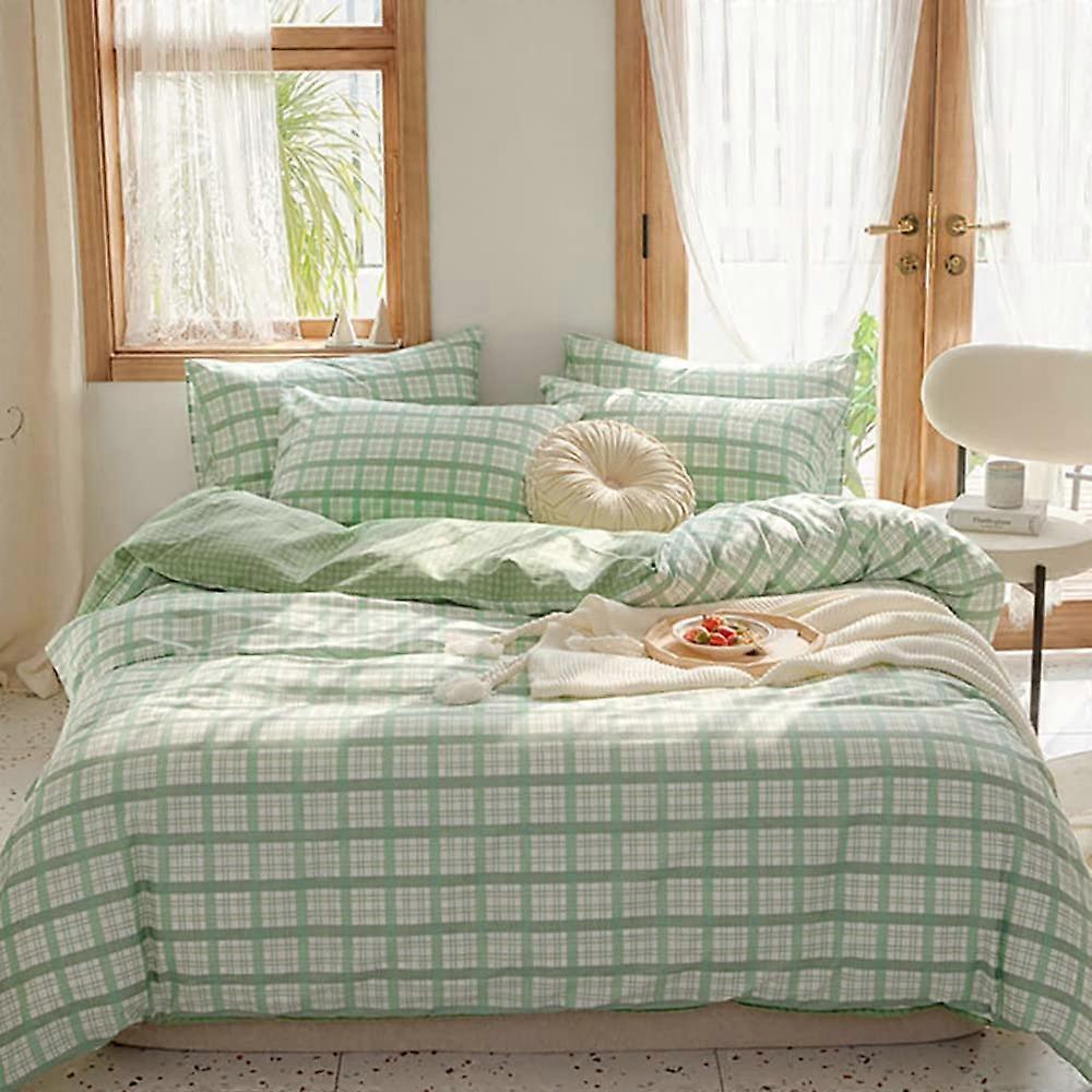 1 Set Soft Microfiber Modern Checkered Plaid Comforter Set for All-Season Full Twin XL