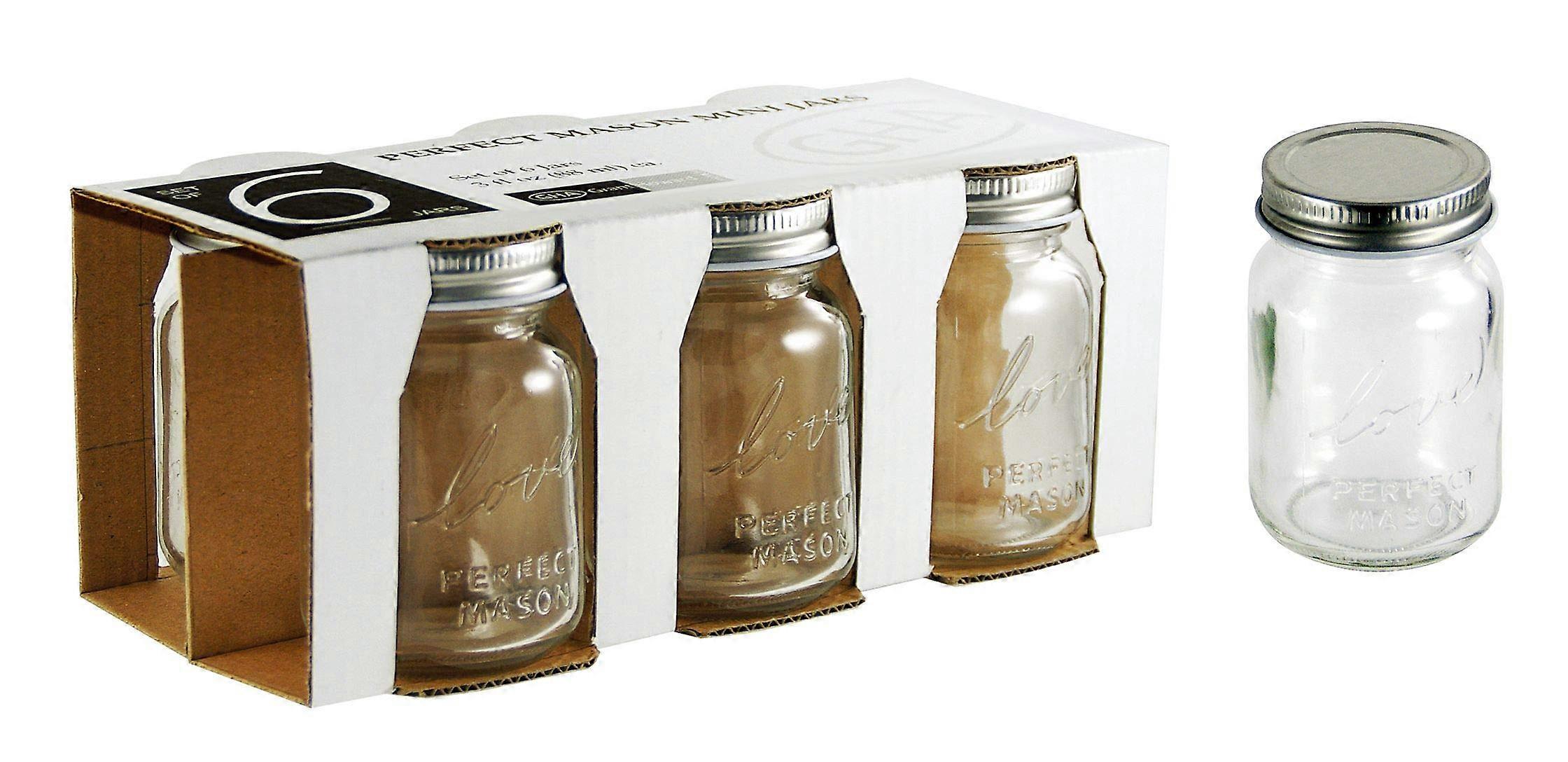 Mason Mini Jar 3 oz Gift Box Set of 6 for Storage, Clear Glass Jars with Lids, Ideal for Crafts and Kitchen Organization