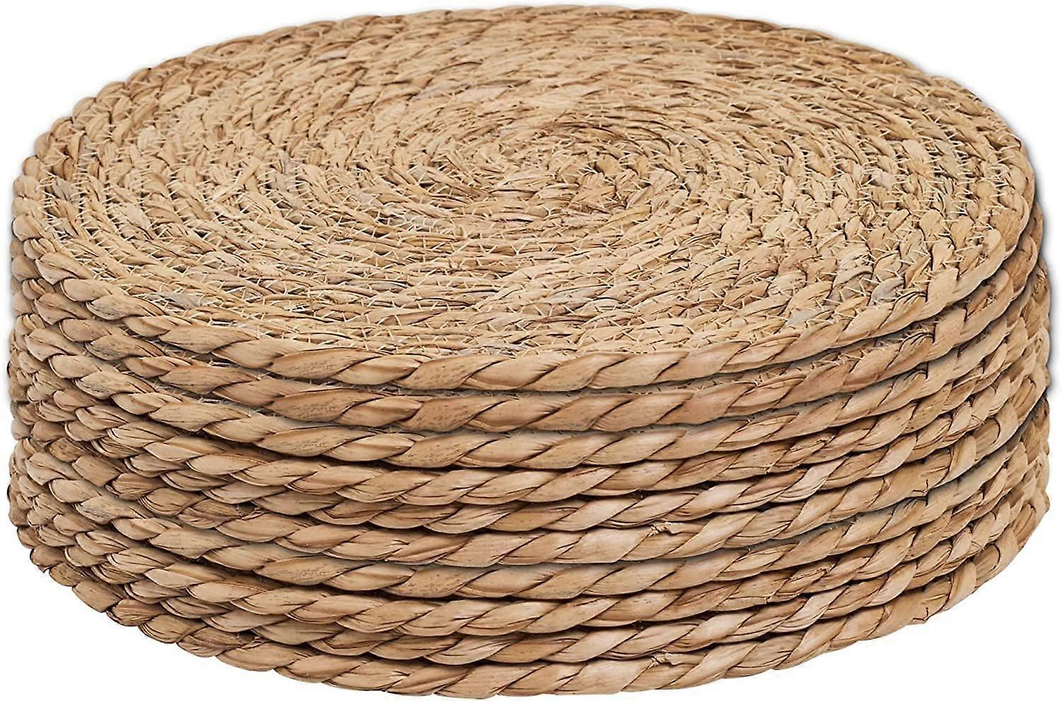Woven Placemats Set of 10, 13 Inch Round Rattan Placemats, Natural Hand-Woven Water Hyacinth for Rustic Dining Table