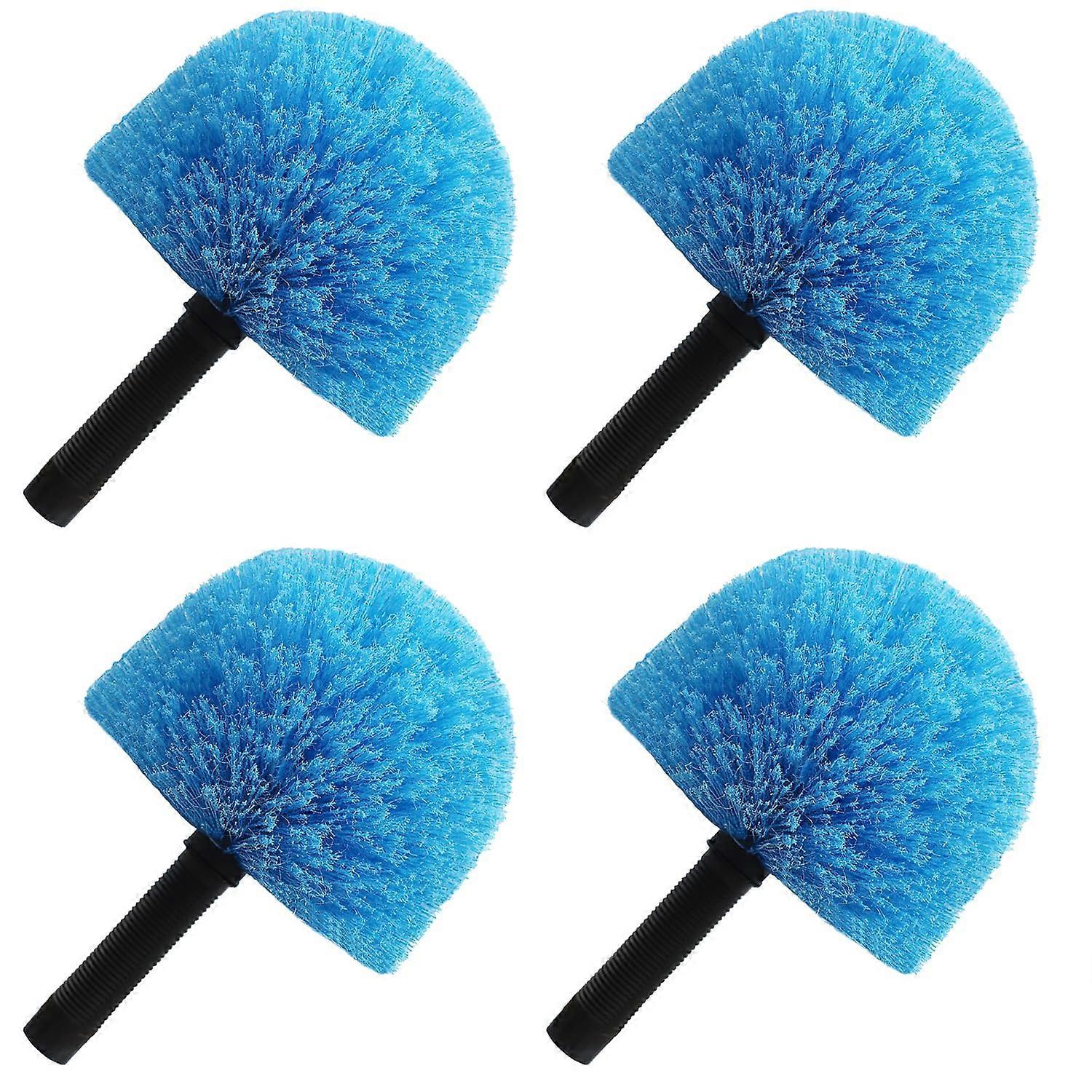 4 Pack Cobweb Duster Head Brush for Indoor and Outdoor Cleaning, Fits Standard Acme Threaded Poles, Blue