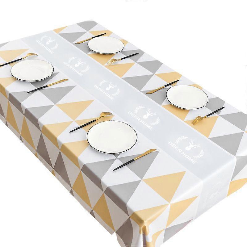 Nordic geometric tablecloth no-wash oil-proof and waterproof PVC anti-scalding tablecloth coffee table table mat light luxury high-end ins style
