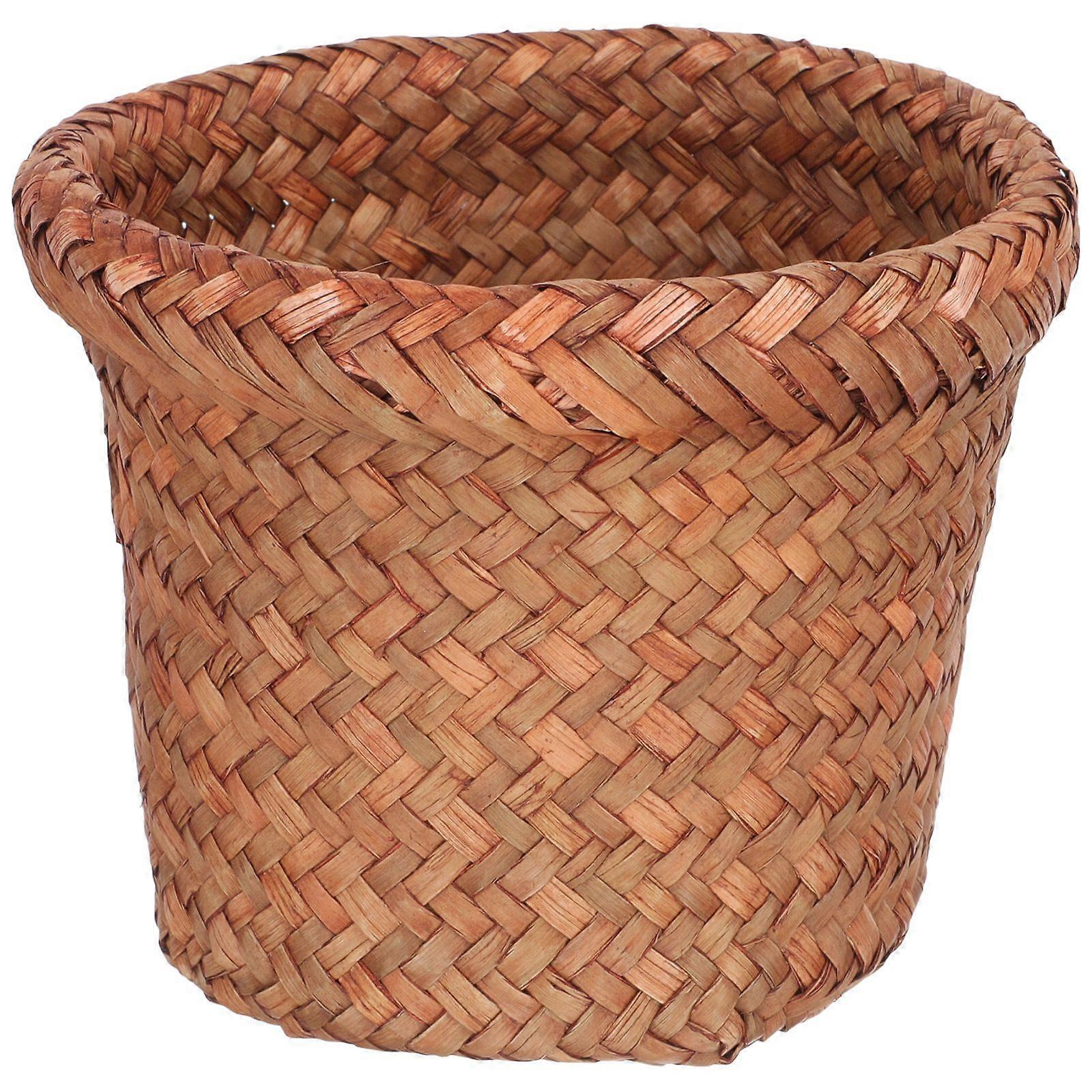 Multi-function Trash Basket Woven Waste Basket Household Trash Can Trash Accessory