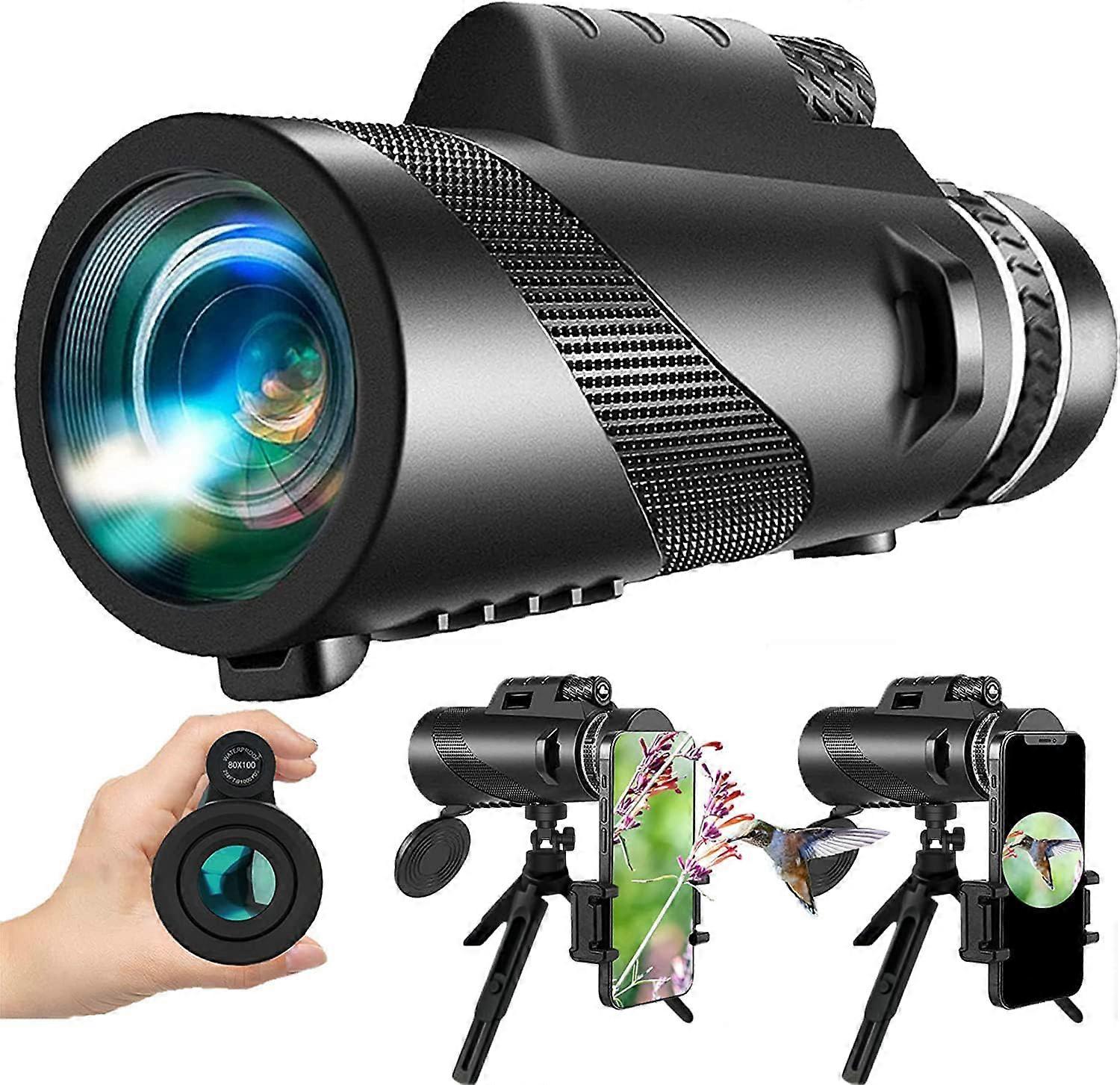 Monocular-Telelescope 80x100 Magnification High Powered Smartphone Compatible Monocular For Adults